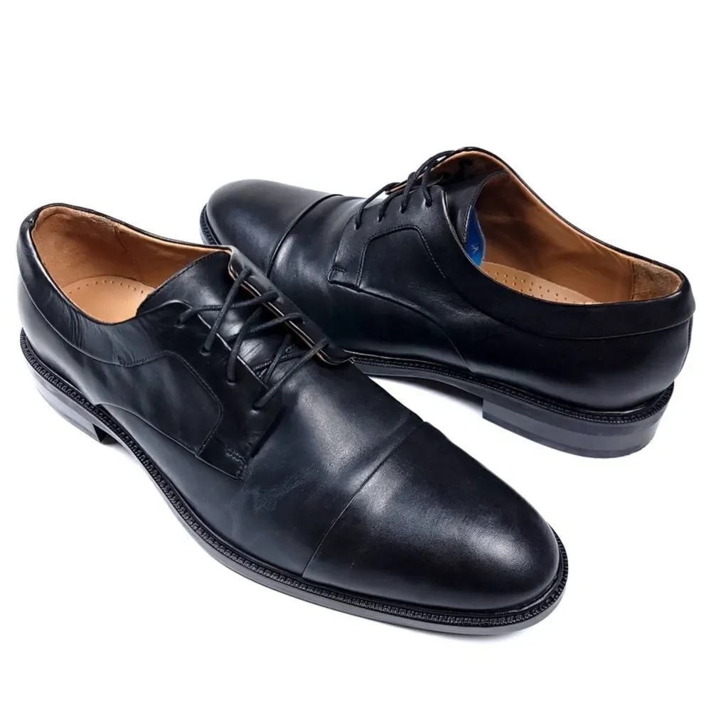 NEW Cole Haan Warren Classy Black Calfskin Leather Cap Toe Oxford Dress Shoes